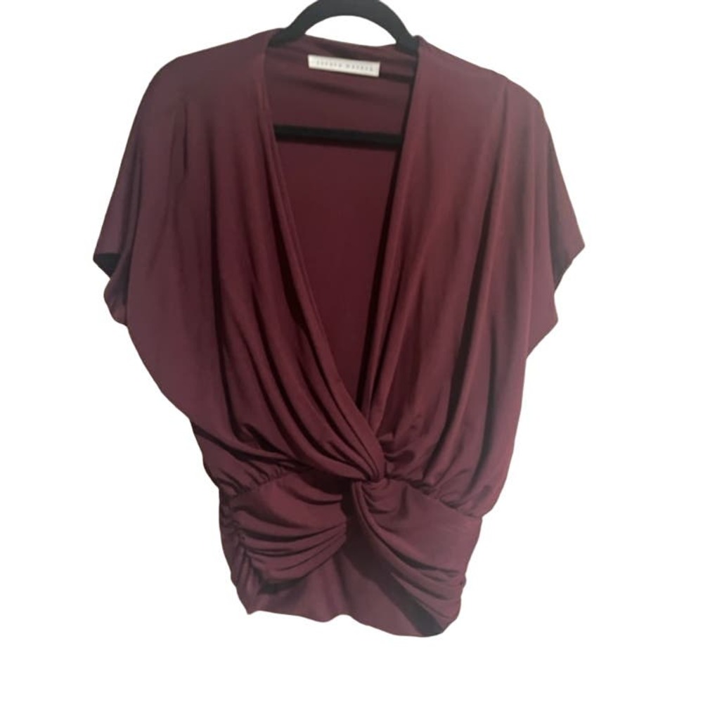Susana Monaco Cranberry/Maroon/Burgandy Twist Front Top Size Small